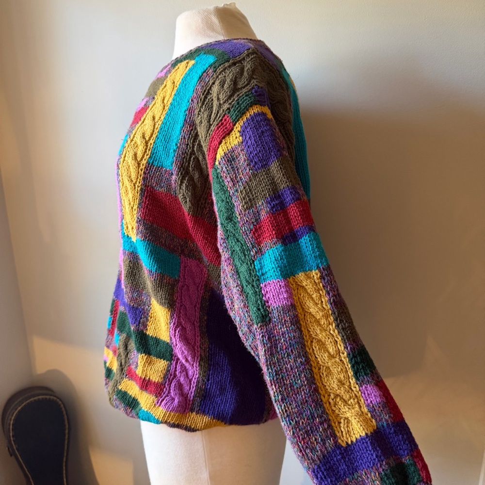 90s chunky Cosby sweater patchwork - image 4